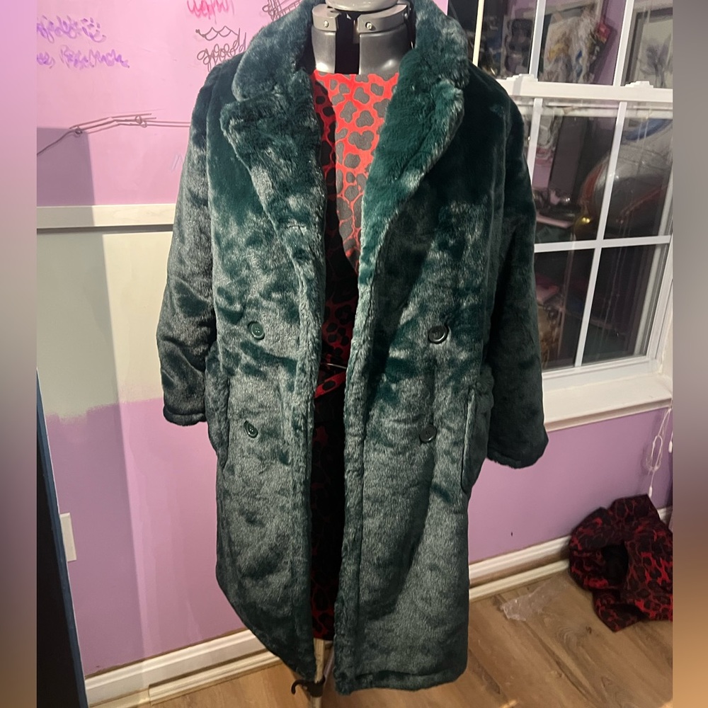 Jou Jou Macy’s Faux-Fur Double-Breasted Coat, Small